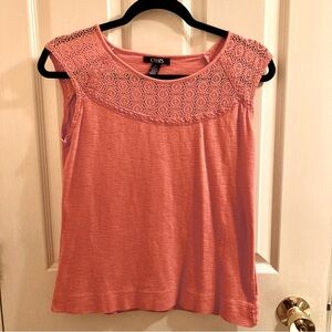 Chaps Coral Lace Detail Women's Top